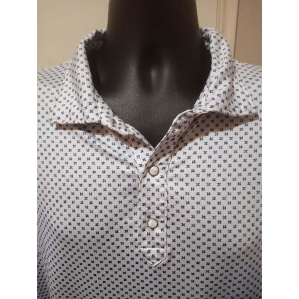 Rafter C Geometric Print Pearl Snap Polo 2XL Western Golf Performance Shirt - Picture 4 of 12